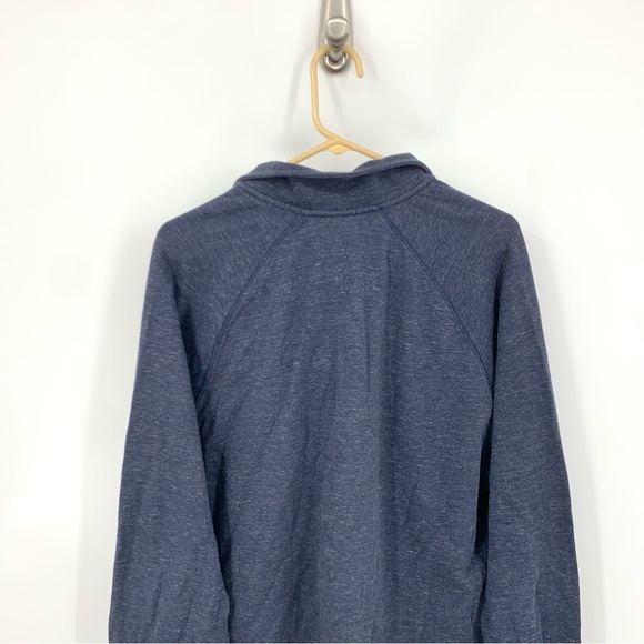 LL Bean Men Size Large Pullover 1/4 Zip Sweater Top Blue Cotton Blend Shirt - Picture 4 of 7